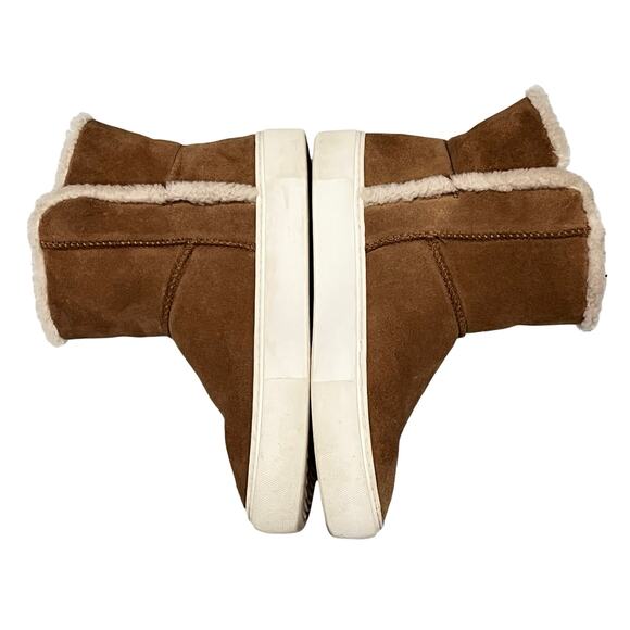UGG Priya Womens 7 Brown Suede Sneaker Plush Bootie Slip On Snap Cozy Comfy‎ - Picture 3 of 9